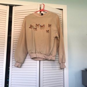 SHEIN Tan Butterfly Sweatshirt